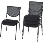 Lot de 4 chaises de bureau sans roulettes confrence runion empilable en tissu maille noir 040000550 ...