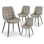 Deco in paris - lot de 4 chaises capitonn�es en velours beige soren