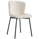 Lot 4 chaises salle � manger elen velours �cru pieds m�tal noir