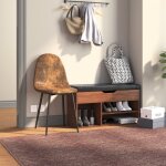 Urban meuble - lot de 4 chaises d'entr�e vintage en tissu imitation su�de marron