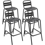 Oviala - lot de 4 chaises haute en aluminium noir Oviala - lot de 4 chaises haute en aluminium noir