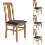 Lot de 4 chaises en h�tre ch�ne clair assise tissu gris - martha