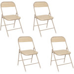 Lot de 4 chaises - home deco factory - terra nova - pliantes - blanches et beiges