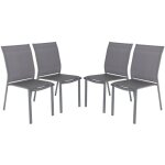 Lot de 4 chaises de jardin cleveland empilables aluminium et textilene anthracite. 64. 5 x 45. 5 x 89. ...