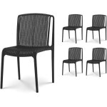 Kosmi - lot de 4 chaises de jardin ou terrasse noires en rsine polypropylne