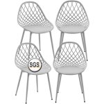 Lot de 4 chaises de jardin, de terrasse, avec pieds en mtal, repose - pieds rglable, pour l'extrieur, ...
