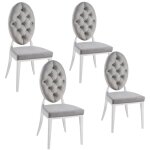 Homy france - lot de 4 chaises medaillon capitonnées velours gris Homy france - lot de 4 chaises medaillon capitonnées velours gris