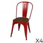 Meublorama - lot de 4 chaises en m�tal rouge mat style industriel. collection factory.