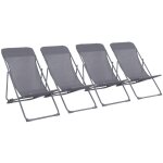 Sweeek - lot de 4 chaises pliantes livorno en acier / textilene, anthracite, 83 x 88 x 95 cm Sweeek - lot de 4 chaises pliantes livorno en acier / textilene, anthracite, 83 x 88 x 95 cm