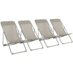 Sweeek - lot de 4 chaises pliantes livorno en acier / textilene, kaki, 83 x 88 x 95 cm