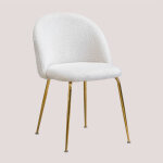 Sklum - lot de 4 chaises de salle  manger en chenille kana design blanc dor