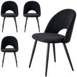 Lot de 4 chaises de salle � manger - chaise contemporaine - pieds en m�tal, velours(noir) - wokaka
