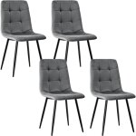 Lewe - lot de 4 chaises de salle � manger, chaise de cuisine en velours et pieds en m�tal, chaises tapiss�es ...