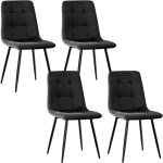 Lewe - lot de 4 chaises de salle  manger, chaise de cuisine en velours et pieds en mtal, chaises tapisses ...