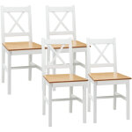 Lot de 4 chaises de salle � manger esprit campagne bois blanc