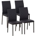 Lot de 4 chaises de salle � manger - homcom - capitonnage rhombique - pieds en m�tal - 41x50x91cm - noir ...