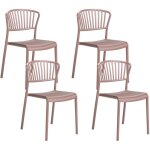 Lot de 4 chaises de salle � manger minimaliste en plastique int�rieur ext�rieur empilables marron gela ...