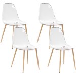 Lot de 4 chaises de salle � manger moderne minimaliste sans accoudoirs assise en plastique transparentes ...