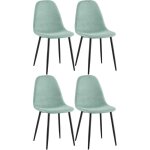 Lot de 4 chaises de salle � manger napier vert clair tissu