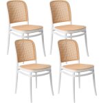 Lot 4 chaises de salle à manger en plastique empilables sans accoudoirs intérieur et extérieur beige ... Lot 4 chaises de salle à manger en plastique empilables sans accoudoirs intérieur et extérieur beige ...