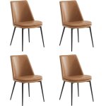 Lot de 4 chaises de salle � manger, en pu, pieds en m�tal, avec dossier marron