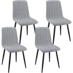 Lewe - lot de 4 chaises de salle  manger rembourres avec dossier haut et design ray en lin - gris