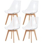 Eggree - lot de 4 chaises scandinaves avec pieds en bois de htre, chaises de cuisine transparentes avec ...