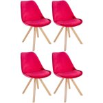 Clp - lot de 4 chaises de salle à manger sofia en velours pieds en bois rouge nature (carré) Clp - lot de 4 chaises de salle à manger sofia en velours pieds en bois rouge nature (carré)