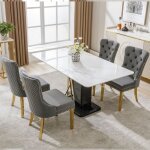 Wishdor - lot de 4 chaise de salle à manger en velours avec garniture cloutée, pieds en acier inoxydable ... Wishdor - lot de 4 chaise de salle à manger en velours avec garniture cloutée, pieds en acier inoxydable ...