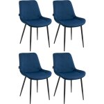Clp - lot de 4 chaises de salle  manger victoria recouvertes de velours bleu