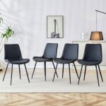 Lot de 4 chaises scandinave - ergonomiques simili cuir , pi�tement m�tal noir ? salle � manger / bureau ...