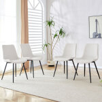 Lot de 4 chaises scandinave - ergonomiques simili cuir , pi�tement m�tal noir ? salle � manger / bureau ...