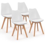 Idmarket ? lot de 4 chaises scandinaves blanches ? dossier en polypropyl�ne ? pieds en bois d'h�v�a ? ...