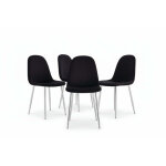 Lot de 4 chaises scandinaves velours noir pieds chrome 43, 5x40x87cm