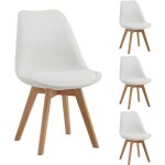 Lot de 4 chaises style scandinave en tissu bouclette blanc - scandi