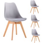 Lot de 4 chaises tulipe style scandinave pu gris clair - scandi