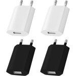 Lot de 4 chargeurs usb, prise usb 5 v 1 a, t�te prise 5 v 1 a, adaptateur mural universel pour charge ...