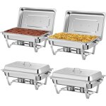 Sjlerst - lot de 4 chauffe plat chafing dish ou rechaud en inox alimentaire pour buffet / bain marie ...