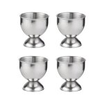 Lot de 4 coquetiers en acier inoxydable pour ?ufs  la coque, argent ,