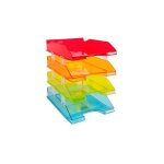 Exacompta - lot de 4 corbeilles  courrier linicolor - transparentes assorties