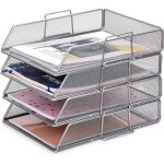 Lot de 4 corbeilles courrier superposables maille m�tal ? support fichiers multifonction bureau / �cole ...