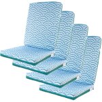 Deco arts - lot de 4 coussins pour chaises 95 x 40 cm motif ventails verts