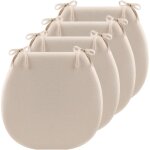 Lot de 4 coussins chaise coton beige 42x44 cm, attaches, antid�rapants, salle � manger / d�co