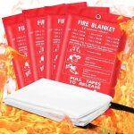 Lot de 4 couvertures anti - feu pour cuisines, conformes � la norme din en 1869:2019, couverture anti ...