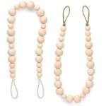 Lot de 4 embrasses de rideaux en perles de bois avec crochets pour décoration murale ou de vacances (couleur ... Lot de 4 embrasses de rideaux en perles de bois avec crochets pour décoration murale ou de vacances (couleur ...