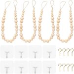 Lot de 4 embrasses de rideaux en perles de bois faites � la main en corde de coton pour chambre �l�gante ...