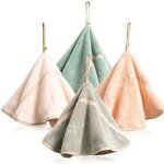 Lot de 4 essuie - mains à suspendre avec boucle de suspension absorbante en polaire corail pour salle ... Lot de 4 essuie - mains à suspendre avec boucle de suspension absorbante en polaire corail pour salle ...