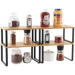 Lot de 4 �tag�res de rangement en m�tal pour placard de cuisine, bambou etag�re vaisselle, organisation ...