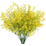 Lot de 4 fleurs artificielles gypsophile jaunes en plastique, pour mariage, balcon, jardin ou no�l