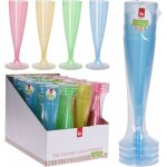Lot de 4 fltes  champagne en plastique